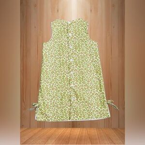 Redbeans Smock Dress Girls Button Back Lime Green Pink Cheetah Print Size 6 Cute